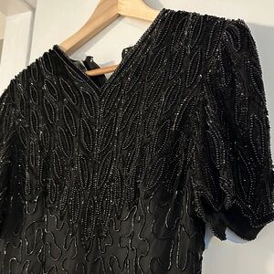 Vintage!! 
Elegant Black Beaded Party Dress